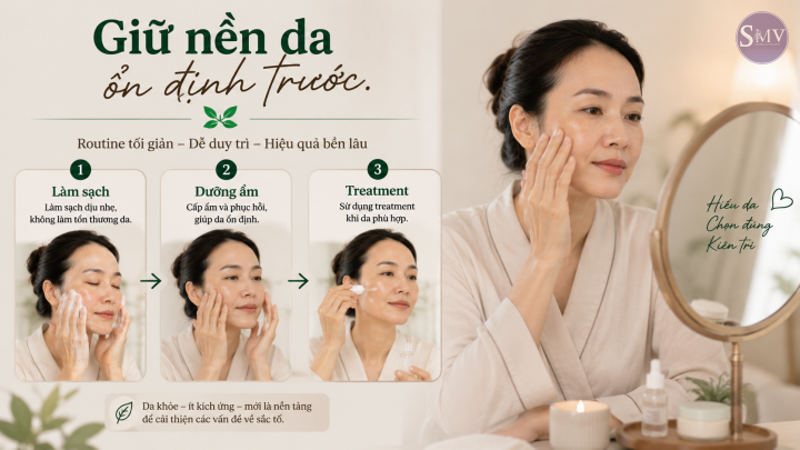 Giữ nền da ổn định trước. Giữ nền da ổn định trước.